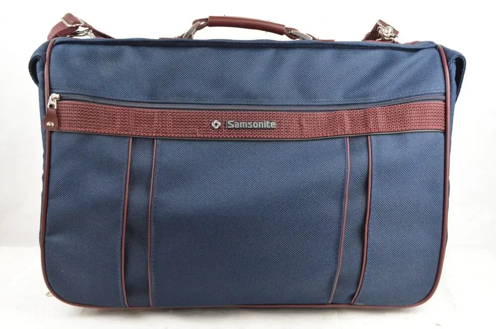 Vintage 1987 Samsonite Silhouette 4 Garment Bag Suitcase Navy Blue